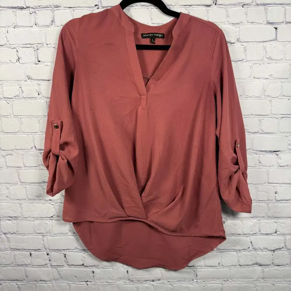Always Indigo Mauve Blouse Top Size Small - Picture 2 of 6